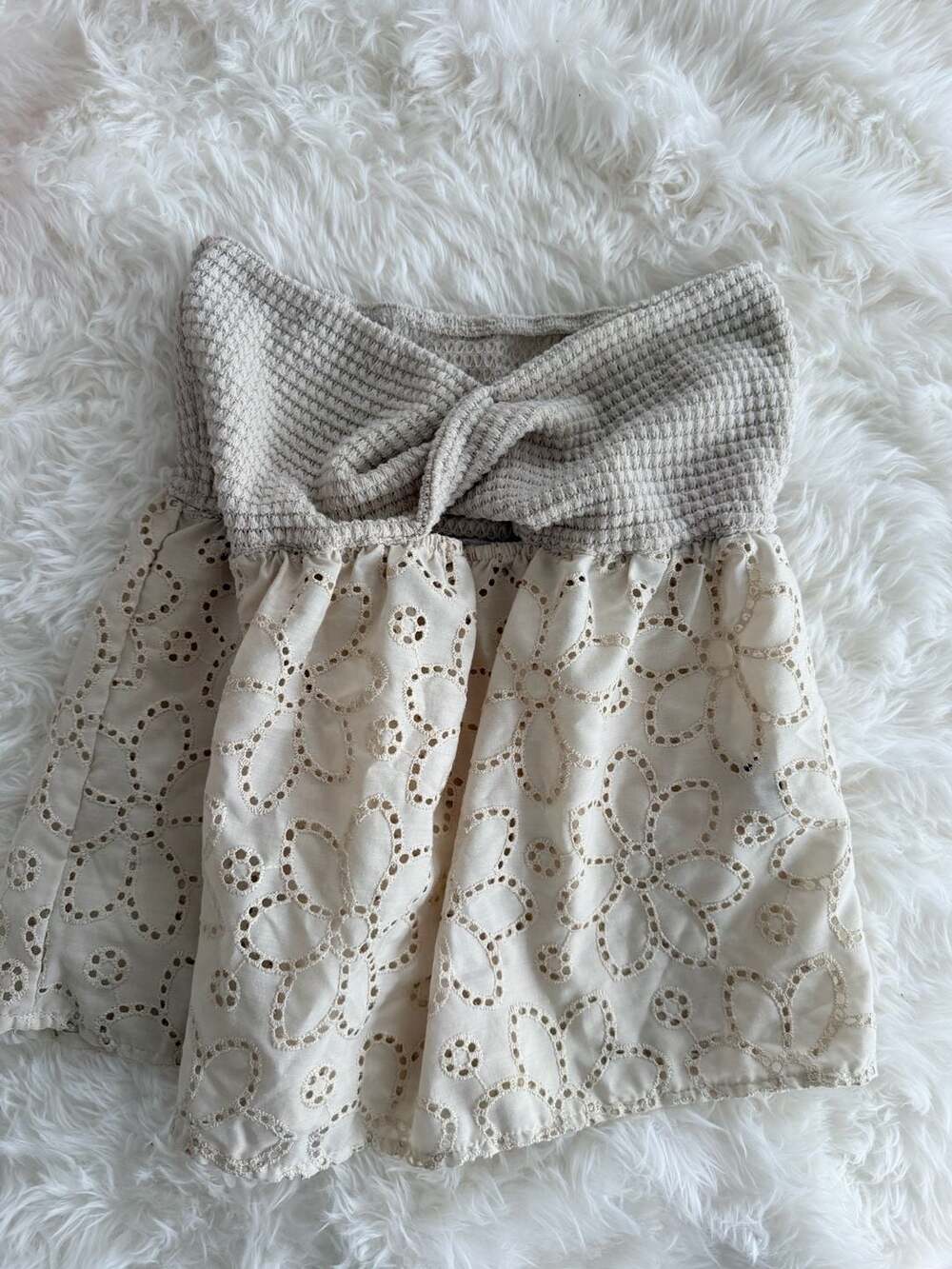 SHEIN Twist Front Eyelet Lace Strapless Tube Top Size XS